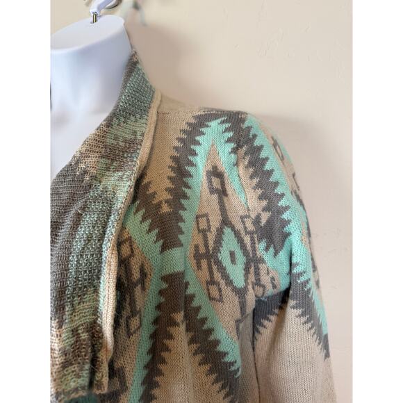 Renee C Womens Sz L Aztec Tribal Southwest Oversized Wool Mohair Knit Cardigan - Picture 5 of 9